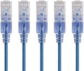Monoprice SlimRun Cat6A Ethernet Patch Cable - Snagless RJ45 UTP Pure Bare Copper Wire 10G 30AWG 50ft Blue 5-Pack by Monoprice