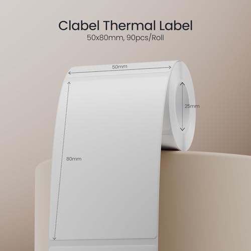 CLABEL 50x80mm (1.96"x3.14") Thermal Labels 6 Rolls White Self-Adhesive - Image 2