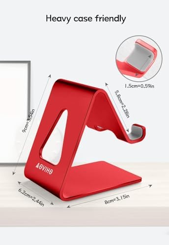 Aoviho Desk Cell Phone Stand, Phone Holder, Aluminum Mobile Phone Cradle Dock for iPhone 14 13 12 pro 11 X Xs max 8 7 6 6s Plus SE 5 5s SE Samsung, All Smart Phones, Red - Image 6