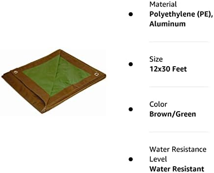 12x30 Multi-Purpose Brown/Green Medium Duty DRY TOP Poly Tarp (12'x30') and Kotap BB-6B Ball Bungee Cord, Heavy-Duty & Versatile, Indoor & Outdoor, Tarp Tie-Down - Image 3
