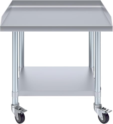 24" x 30" Stainless Steel Rolling Equipment Stand with Wheels | Mobile Commercial Kitchen Work Table for Restaurant, Bakery & Foodservice | NSF Certified - Image 5