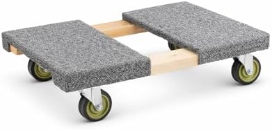 Wood Dolly with Carpeted Deck, 32 x 19 inches, 1000 lb Capacity, 4 inch PVC Wheels by GLOWNARY