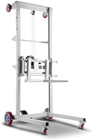 VEVOR Material Lift Winch Stacker, 551 lbs Capacity, Heavy Duty Pallet Truck Dolly with Adjustable Forks & 6-Wheel System, 70 inch Max Lifting Height, Industrial Manual Pallet Truck Dolly by VEVOR