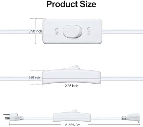 Long Extension Cord with Switch On/Off 3 Prong 18 AWG 6.56 FT Indoor Power Cord for Indoor Use - White - Image 6