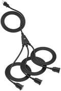TiFFCOFiO Outdoor Extension Cord with 1 to 3 Splitter Outlets, 25 FT Waterproof Cord with Safety Cover, 3 Electrical Outlets for Christmas Decorations, 16 AWG, ETL Listed by TiFFCOFiO