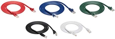 Amazon Basics 10Gbps High-Speed Cat6 Ethernet Patch Internet Cable, RJ45, Gold-Plated Connectors, Snagless, 5 Foot, 5-Pack Multicolor by AmazonBasics