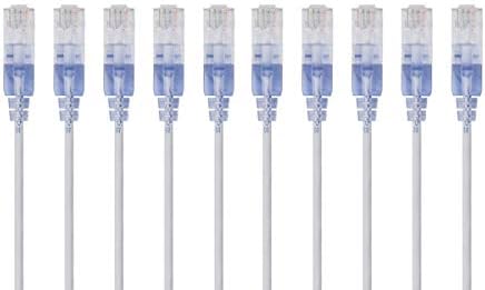 Monoprice Cat6A Ethernet Patch Cable - 10-Pack, Snagless RJ45, 550Mhz, 10G, UTP, Pure Bare Copper Wire, 30AWG, 2 Feet, White - SlimRun Series by Monoprice