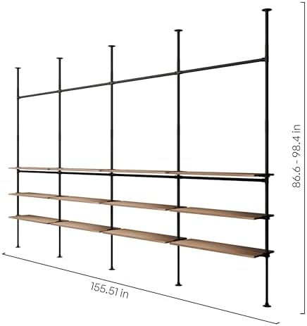 pamo Adjustable Clothes Rack with Shelves 155" W x 86"-98" H - Image 2