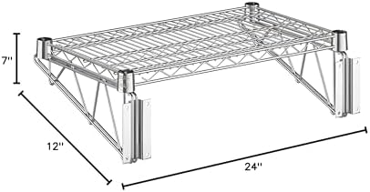 12" x 24" Wire Chrome Wall Mount Shelf, Commercial Fixed Rack, Metal Wall Mount Floating Shelving - Image 3
