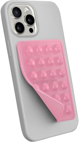StickyGrippy Suction Phone Case Mount, Sillicon Adhesive Phone Accessory for iPhone and Android, Hands-Free Strong Grip Mirror Shower Phone Holder, Tiktok Videos and Selfies (Pink Glitter) - Image 3