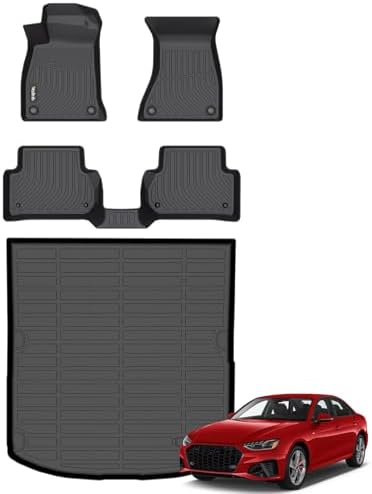 Wailtnb-Mats for Audi A4 Sedan 2017-2025 (Not Fit for Allroad) Floor Mat Cargo Liner All Weather Floor Liner Car Mat for A4 Custom Fit Automotive Full Set Accessories by Wailtnb