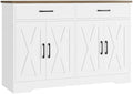 HOSTACK 47" W Kitchen Sideboard Buffet Cabinet with Storage Drawers, White by HOSTACK