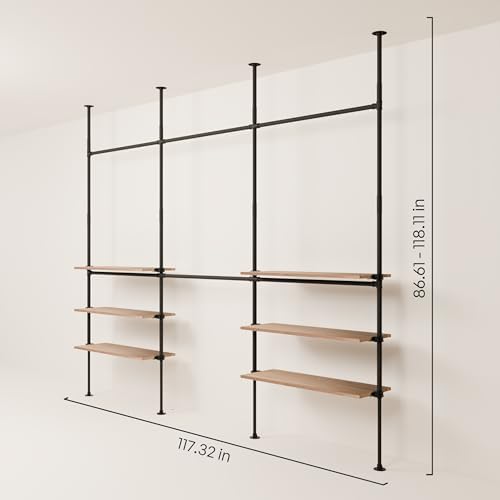 pamo Adjustable Clothes Rack with Shelves 117" W x 86"-118" H - Image 2