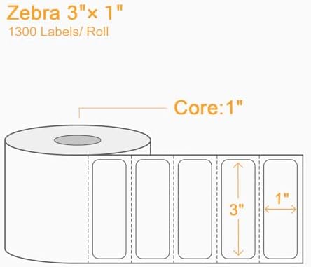 (15600 Labels/12 Rolls) Labelebal 3-Proof 1" Core 12 Rolls 3" x 1" Inch Direct Thermal Labels & Stickers,Address Shipping Labels Compatible with Rollo & Zebra Desktop Printers Adhesive - Image 2