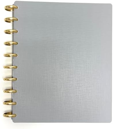 Talia Discbound Notebooks, Planner, Customizable, With 1" Gold Discs (Cool Gray, Midsize (7.5in x 9.75in)) by Talia