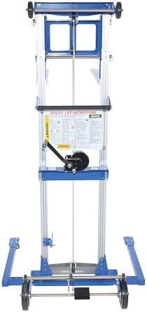 Vestil A-LIFT-S-EHP Aluminum/Steel Adjustable Straddle Manual Hand Winch Lift Trucks 350 Lb. Capacity Silver/Blue - Image 3
