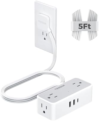TESSAN Extension Cord 5 FT, Power Strip with 900J Surge Protection, Grey by TESSAN