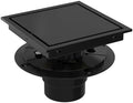 Square Shower Drain with Flange, 6 Inch, Matte Black, 2-in-1 Grate by HeaOrld