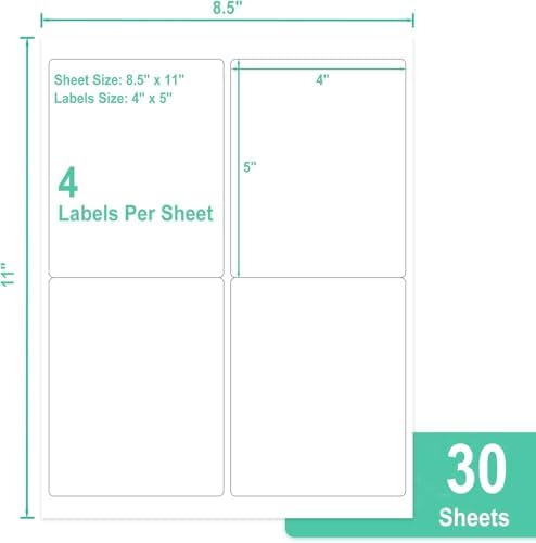 L Liked 4"x5" Matte White Printable Address Stickers 120 Labels 30 Sheets - Image 2