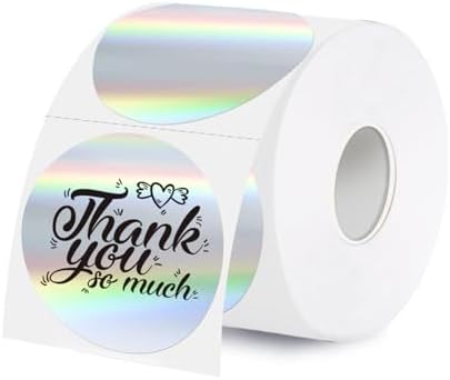 2 Inch Holographic Thermal Labels,Laser Round Thermal Printer Labels,Printable Round Thermal Printer Labels Self-Adhesive Direct Thermal Label(300pcs Laser) by Unknown