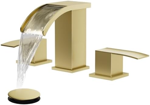 gotonovo Waterfall Bathroom Faucet 3 Hole Square Body,Brushed Gold by HOME