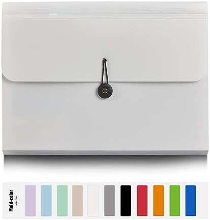 Nicfaec Expanding File Folder, 13 Pockets, White, Polypropylener,for Work, School, Home, Office by Nicfaec