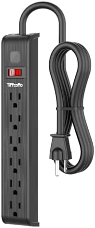 Power Strip Surge Protector, 6 Feet Extension Cord, 600 Joules Surge Protection, Multiple Protection 6 Outlet Strip, ETL Listed 1 Pack by TiFFCOFiO
