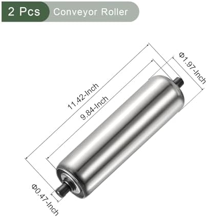 YOKIVE 2 Pcs Conveyor Roller, Stainless Steel Roller Replacement | Smooth Movement, Great for Factories, Warehouses Use (Silver, 2 Inch Dia, 10 Inch Length) - Image 2