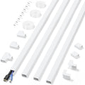Cord Covers for Wires on Wall Extra-Long, 13.12ft TV Cord Hider Kit, Paintable Cable Management Concealer, TV Wire Hider for Wall, White Cable Raceway Channel, 4 x L39in x W0.95in x H0.55in by ZhiYo
