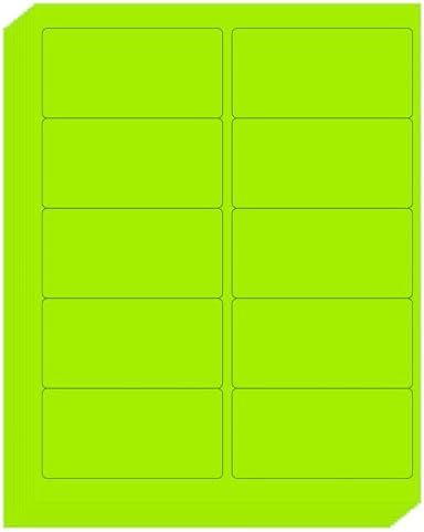 L Liked 2" x 4" Neon Fluorescent Green Labels 300 Labels 30 Sheets by LLIKED