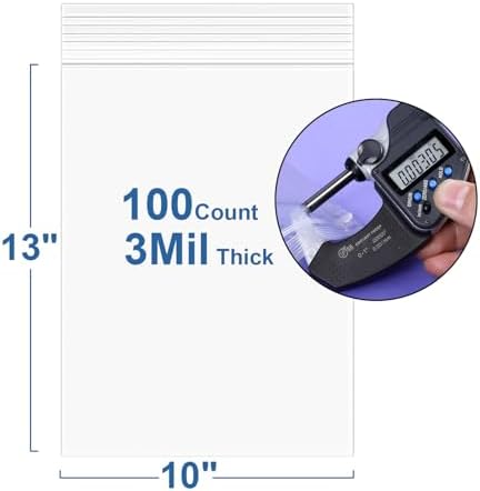 100Pcs 10"x13" Thick 3Mil Clear Reclosable Zip Seal Lock Plastic Poly Bags - Image 2