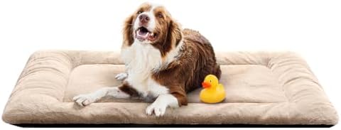 Dog Crate Pad Washable Dog Bed for Crate Large Cozy Mat 48-Inch Cream by VERZEY