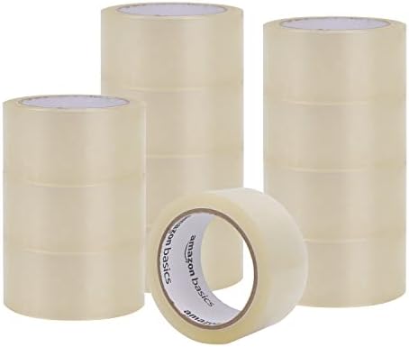 Amazon Basics Clear Shipping Packing Tape Rolls for Moving and Packaging, Home Office Supplies, 1.88 in x 72.2 Yards, 1.8 mil Thick, 12 Count by AmazonBasics