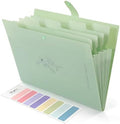 SKYDUE Expanding File Folder with 5 Pockets, Aesthetic Accordion File Organizer, Portable Document Paper Bill Receipt Organizer, School Office Supplies, Letter/A4 Size, (1, Pea Green) by SKYDUE