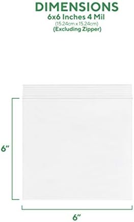 GPI 6" x 6" Zip Bags, 100 Pack, 4 Mil Heavy Duty, Reclosable, for Packaging - Image 2