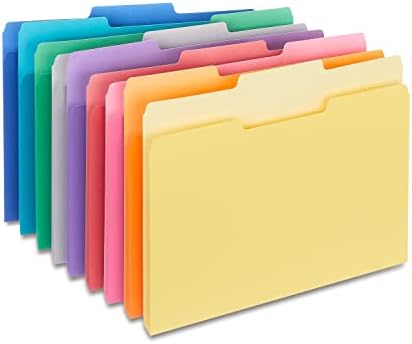 Staples File Folders, Letter, 1/3-Cut, Assorted Colors, 200/Carton by Staples
