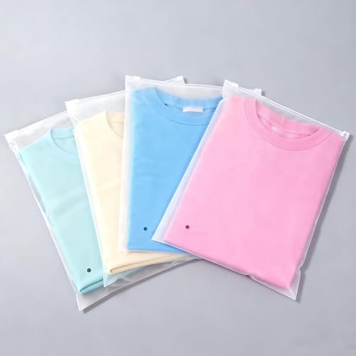 Frosted Zipper Plastic Bags for Clothes, 50 Pcs 12x16 Inch Reclosable Zip Slider Bags for Packaging T-Shirt, Pants, Document, Sweaters & Shipping, 3 Mil with Vent Holes by DllxummDirect
