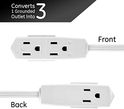 GE 3-Outlet Flat Plug Extension Cord 8 Ft Grounded Extension Cord - Image 3