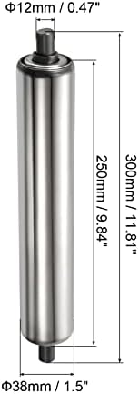 PATIKIL Conveyor Roller 1.5" Diameter 10" Length, Stainless Steel Gravity Transmission Replacement Part Galvanized End, Silver - Image 2