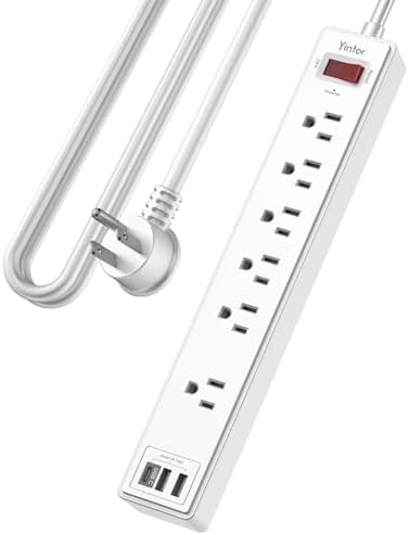 Yintar 10Ft Surge Protector Power Strip with 6 Outlets & 3 USB Ports, White by Yintar