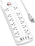 ALESTOR 6 Ft Surge Protector Power Strip with 12 Outlets and 4 USB Ports by Alestor