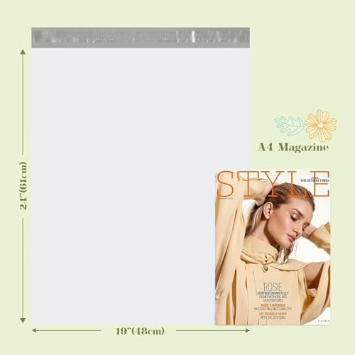 Fuxury Poly Mailers 19x24 Inch 1200 Pack, Bulk Shipping Bags for Clothing, Strong Adhesive Shipping Envelopes for Small Business Suppliers,Waterproof Mailers Poly Bags Mailing Envelopes White - Image 2