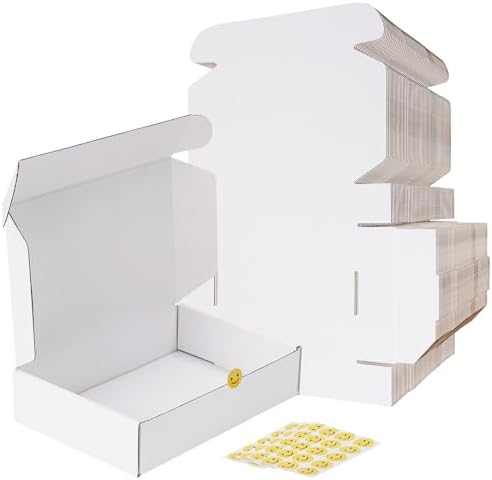 RLAVBL 9x6x2 Shipping Boxes Set of 50, White Corrugated Cardboard Box for Packing, Mailing, Business by RLAVBL