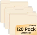 SUNEE File Folders, 120 Pack Manilla Folders 8.5 x 11, 1/3 Cut Tab for Easy Labeling and Organization, Durable Standard Paper for Home, Office, School Filing by SUNEE