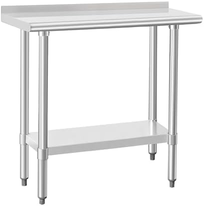 HARDURA Stainless Steel Commercial Work Table 14×36 Inches 2" Backsplash by HARDURA