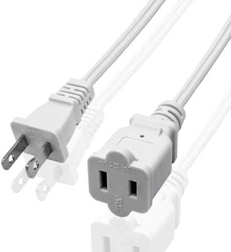 Small Extension Cord 1 FT,2 Prong White,Thin and Short Extension Cords,US Male/Female White Power Cable for Home,Office or Christmas Lights by Yeatel