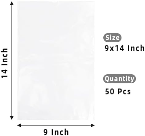 Yotelab Clear Plastic Flat Open Poly Bags for Packaging, 9x14 In, 50Pcs - Image 2