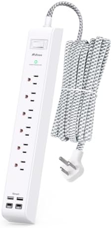 Mifaso Surge Protector Power Strip 10FT, Flat Plug, 6 AC & 4 USB (2 USB-C) by Mifaso
