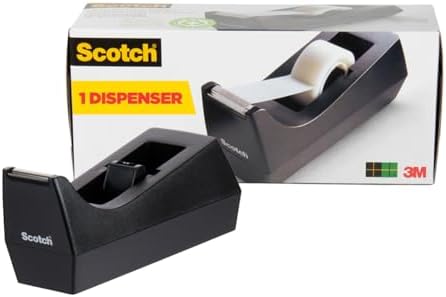 Scotch Desktop Tape Dispenser, Black, 2.7 in. x 2.7 in. x 6.4 in., 1 Tape Dispenser, Polystyrene (PS) by Unknown