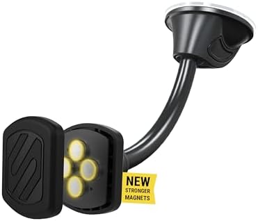 Scosche MXWDL Magnetic Cell Phone Car Mount, Suction Cup Phone Holder for Car Dashboard/Windshield with Extra Strong Magnet and Thick Metal Plate Compatible with iPhone, Samsung, and All Devices by Scosche